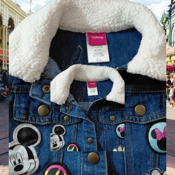 Disney Blue Jean Jacket with White Fleece Collar - Picture 2 of 4